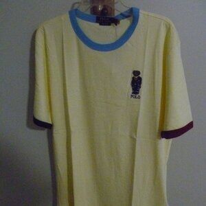 NWT POLO RALPH LAUREN CUSTOM FIT TEDDY BEAR JERSEY RINGER TEE T-SHIRT-YELLOW 2XL